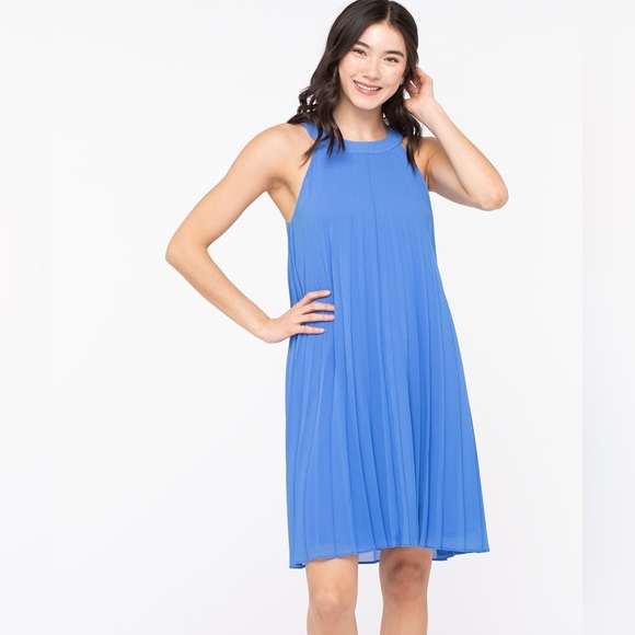 ✨🦋Ricki’s Baby Powder Blue Pleated Trapeze Dress Chiffon Halter Dress🦋✨ - Picture 1 of 8